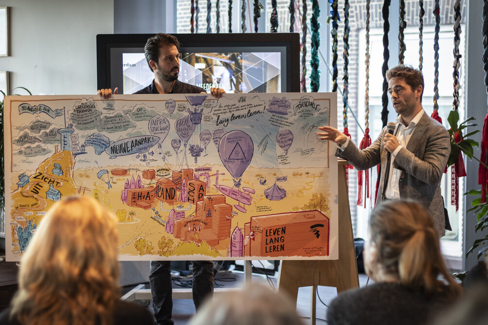 Radboud Dam presenteert zijn visie op een leven lang leren aan de hand van een tekening